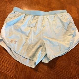 Womens light blue and white Under Armour athletic shorts size small